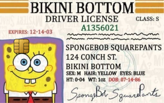 SpongeBob Driving License Card Skin